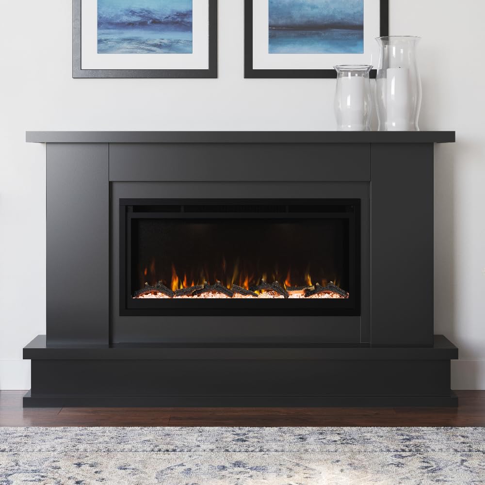 Electric Fireplace Mantel Package with Color Flames