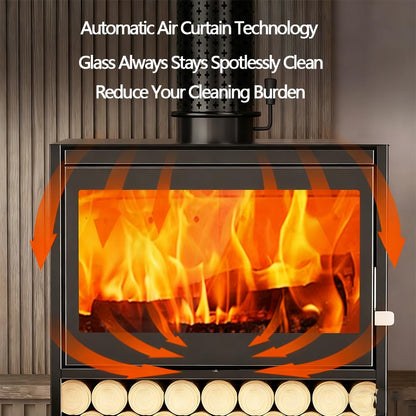 Wood Burning Stove with Firewood Storage Rack