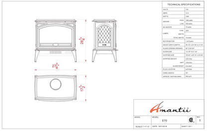 70 Inch Cast Iron Electric Fireplace