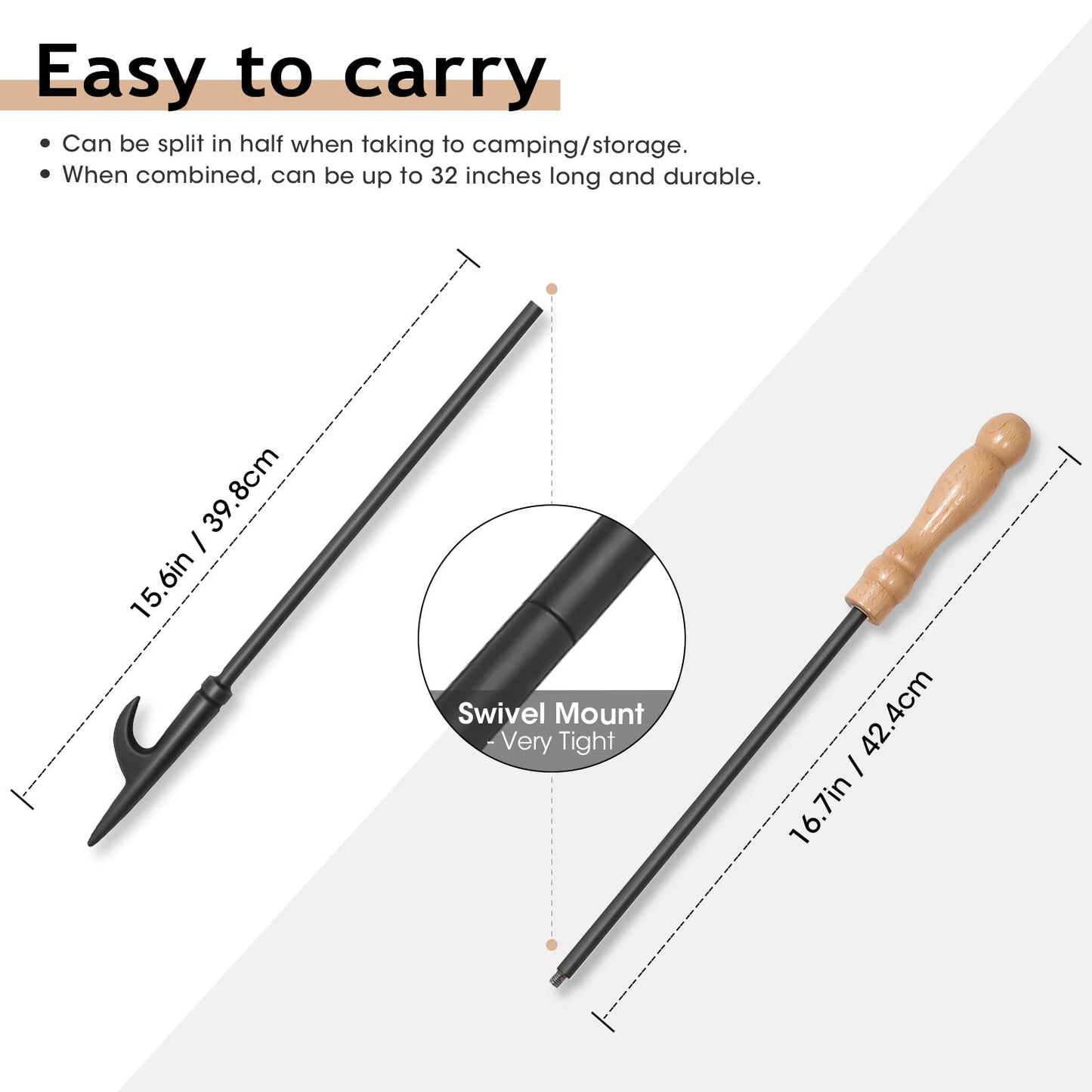 Fireplace Poker and Log Tongs Tool Set
