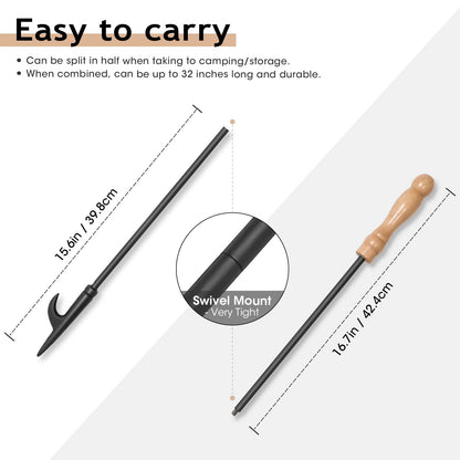 Fireplace Poker and Log Tongs Tool Set