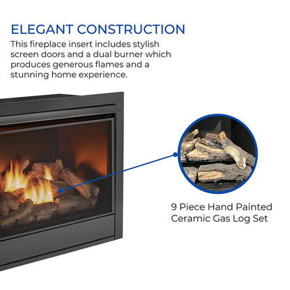 Ventless Dual Fuel Gas Fireplace Insert with Remote