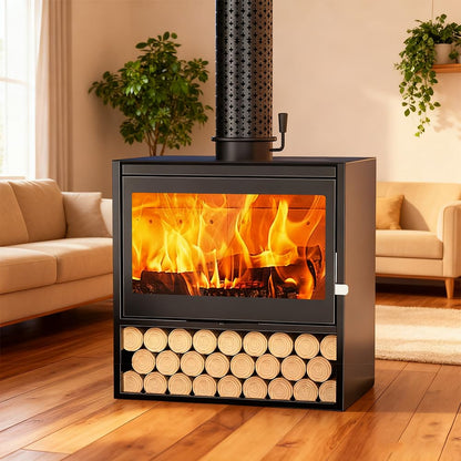 Wood Burning Stove with Firewood Storage Rack
