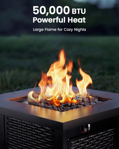 Outdoor Gas Fire Pit Table with Hidden Tank Storage
