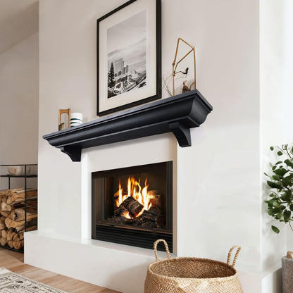 Rustic Fireplace Mantel Shelf with Decorative Corbels