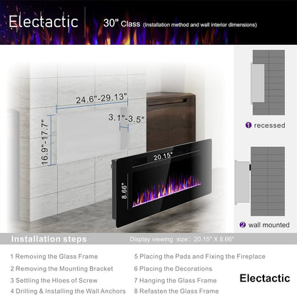 Recessed Wall Mounted Electric Fireplace