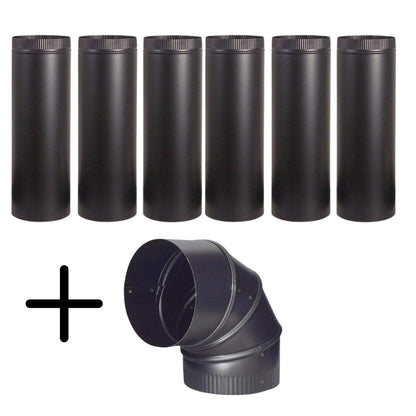 Cast Iron Stove Pipe Kit with Elbow Connector