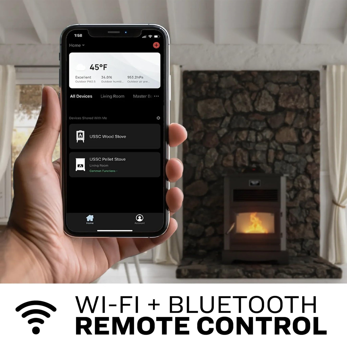 Pellet Stove with WiFi and 170 lb Hopper