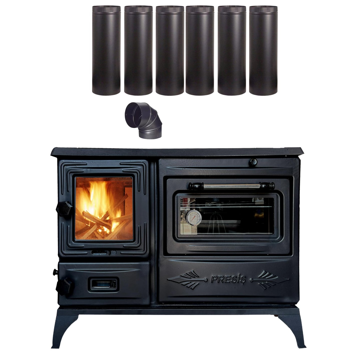 Cast Iron Stove Pipe Kit with Elbow Connector