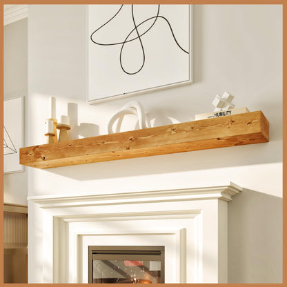 Natural Wood Fireplace Mantel Shelf Surround