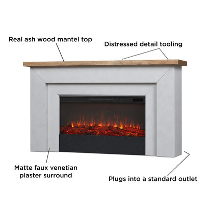 68" Electric Fireplace with Mantel and Remote Control