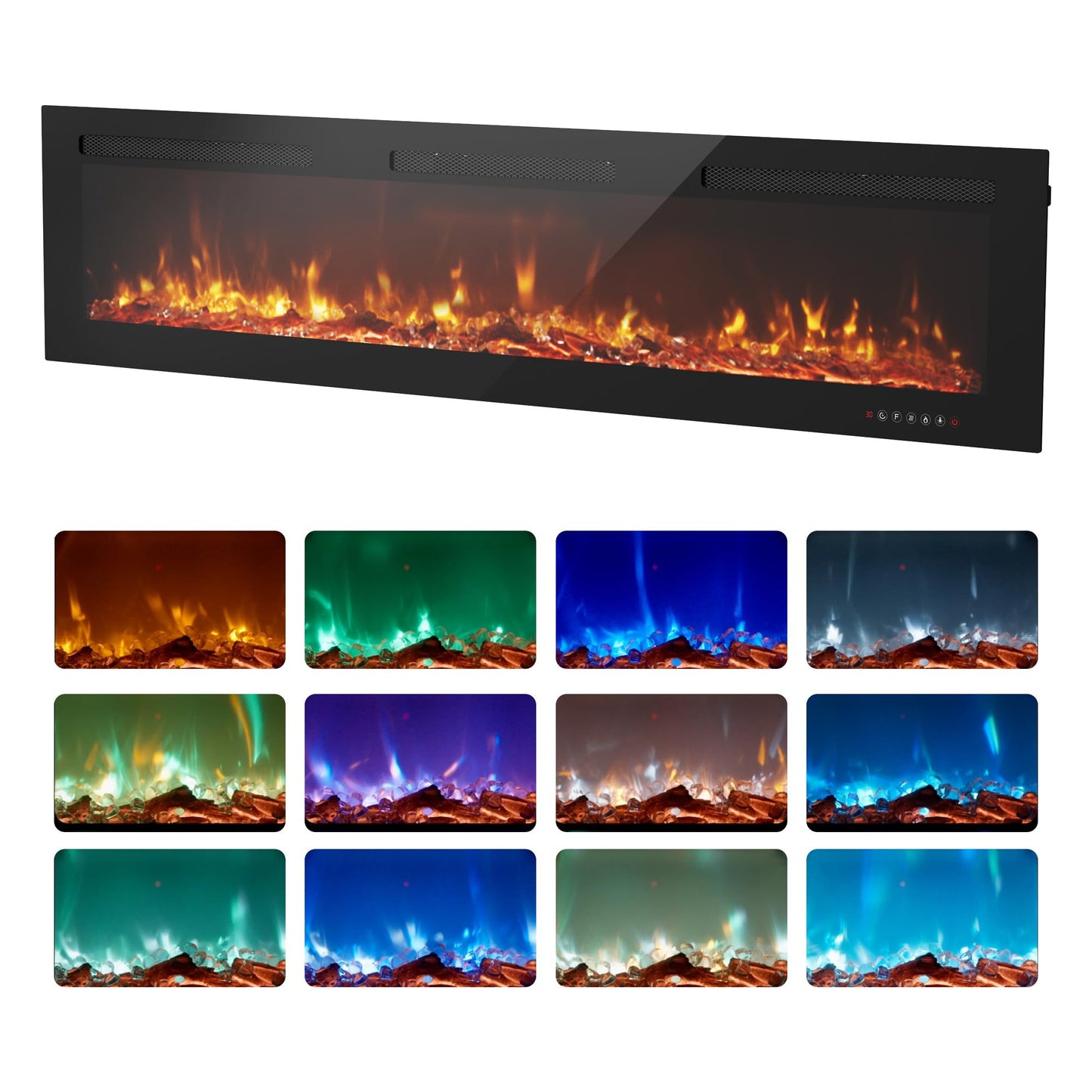 Wall Mounted Electric Fireplace with Flame Effect