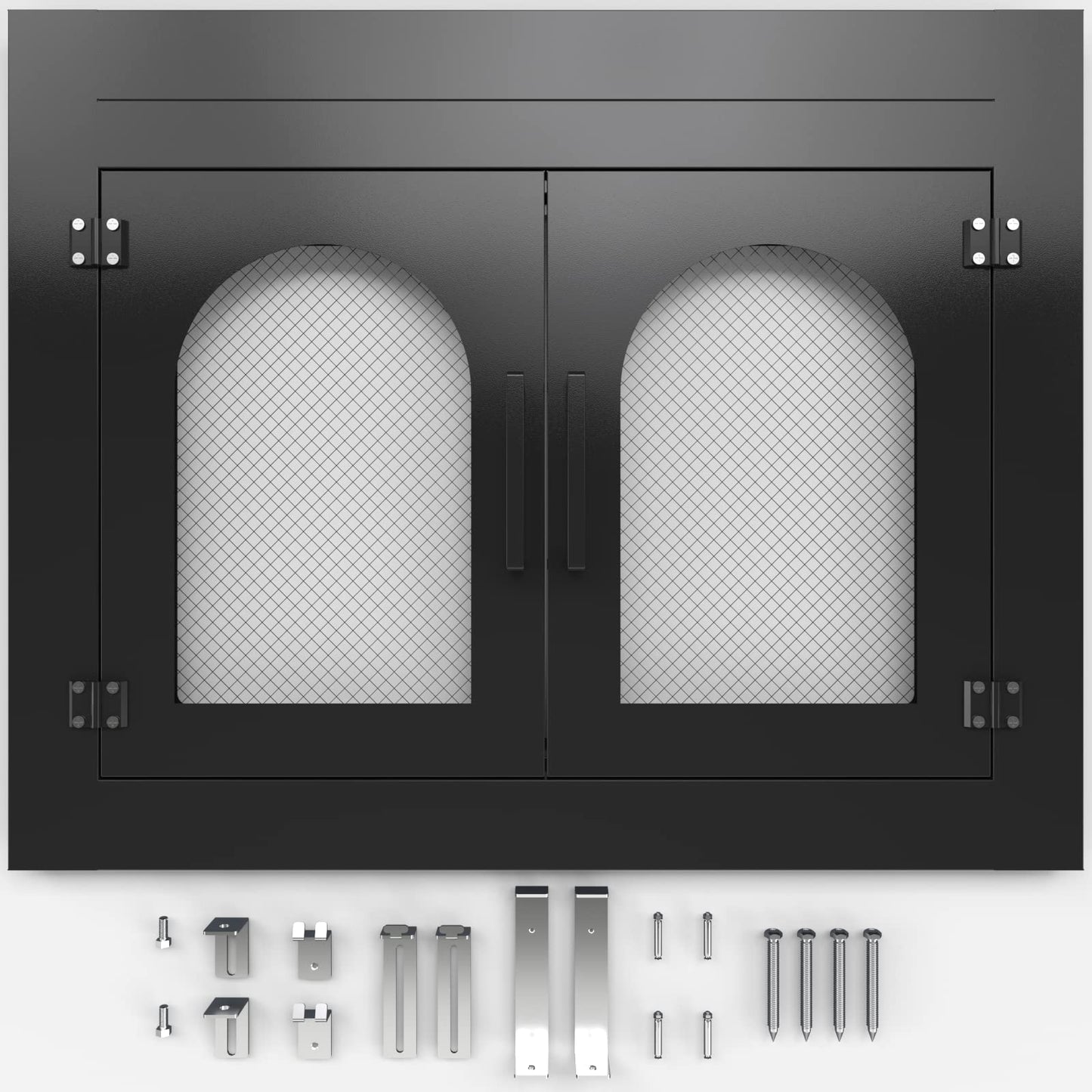 Adjustable Fireplace Door with Glass and Mesh Screen