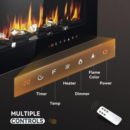 Wall Mounted Electric Fireplace with Flame Effect