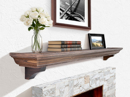 Rustic Fireplace Mantel Shelf with Decorative Corbels