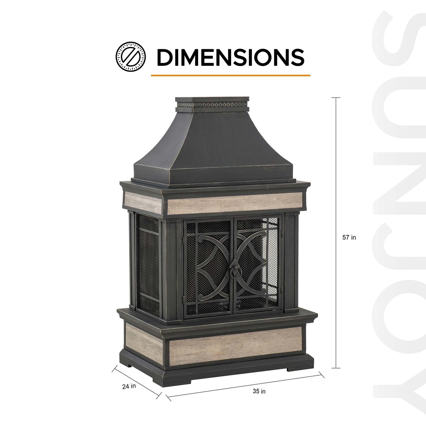 Outdoor Steel Chiminea Fireplace with Ceramic Tile Finish