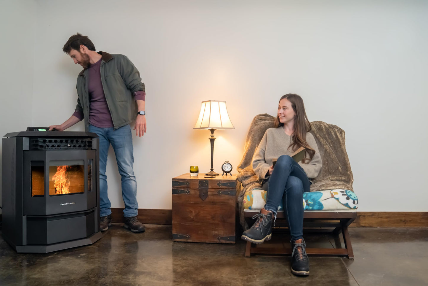 Pellet Stove with 55 lb Hopper for Large Spaces