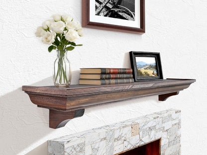 Rustic Fireplace Mantel Shelf with Decorative Corbels