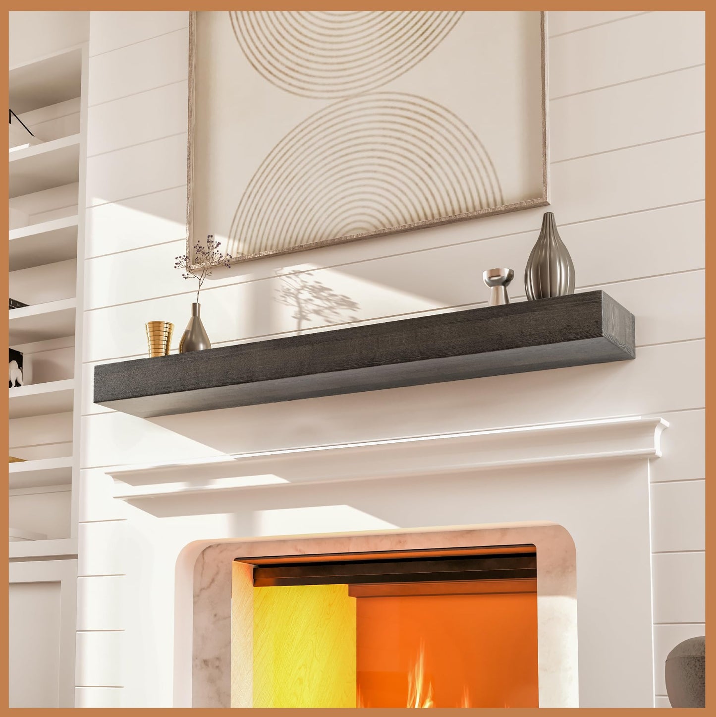Natural Wood Fireplace Mantel Shelf Surround