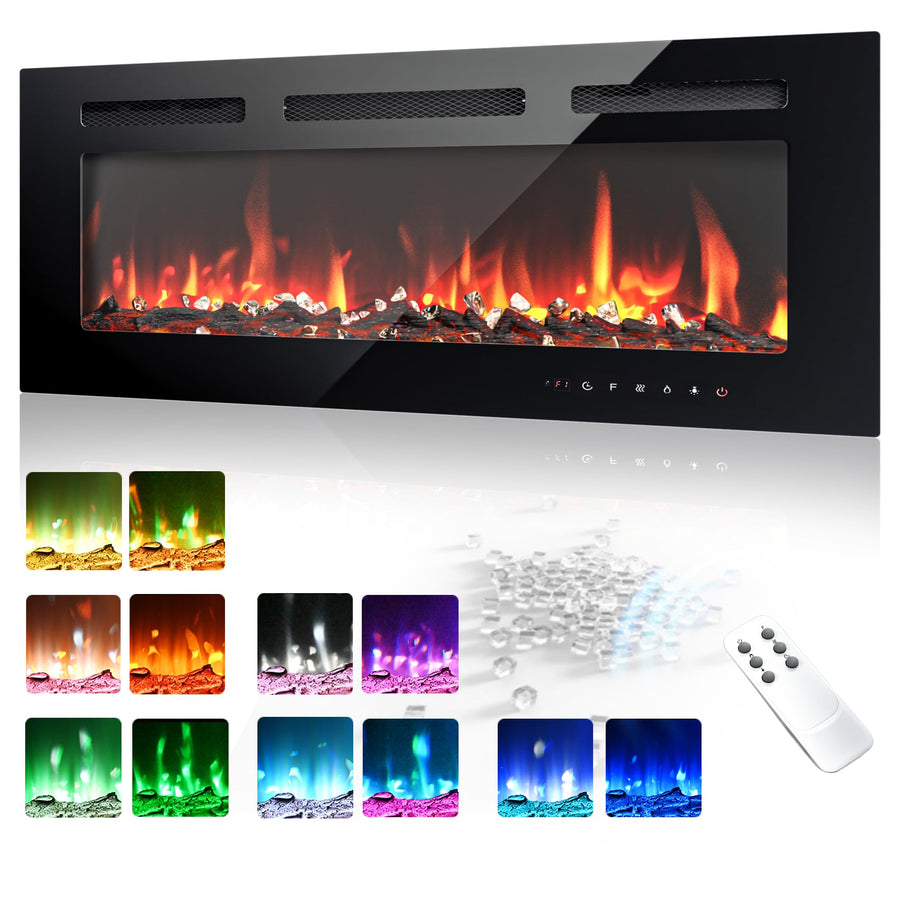 Wall Mounted Electric Fireplace with Flame Effect