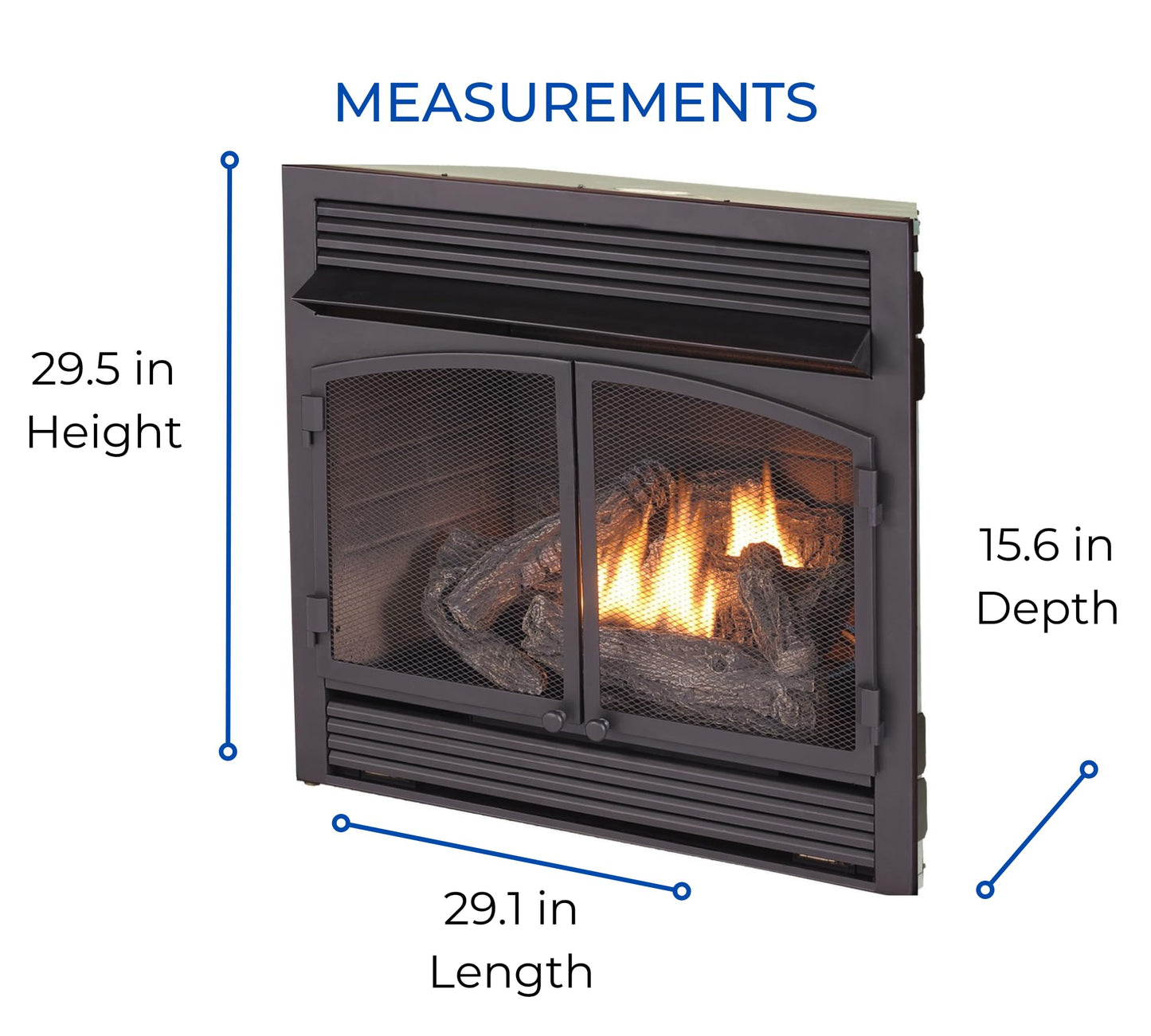 Ventless Dual Fuel Gas Fireplace Insert with Remote