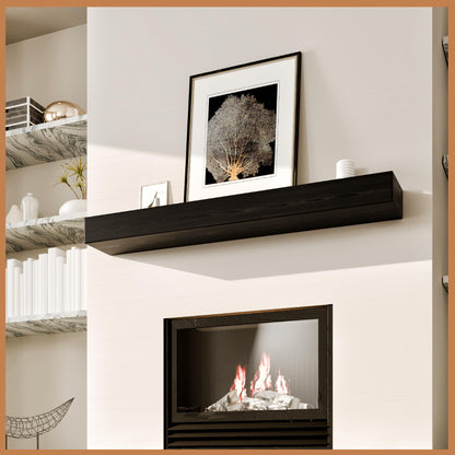 Natural Wood Fireplace Mantel Shelf Surround