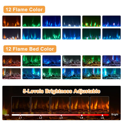 OneBlis Electric Fireplace, Adjustable Color Flame