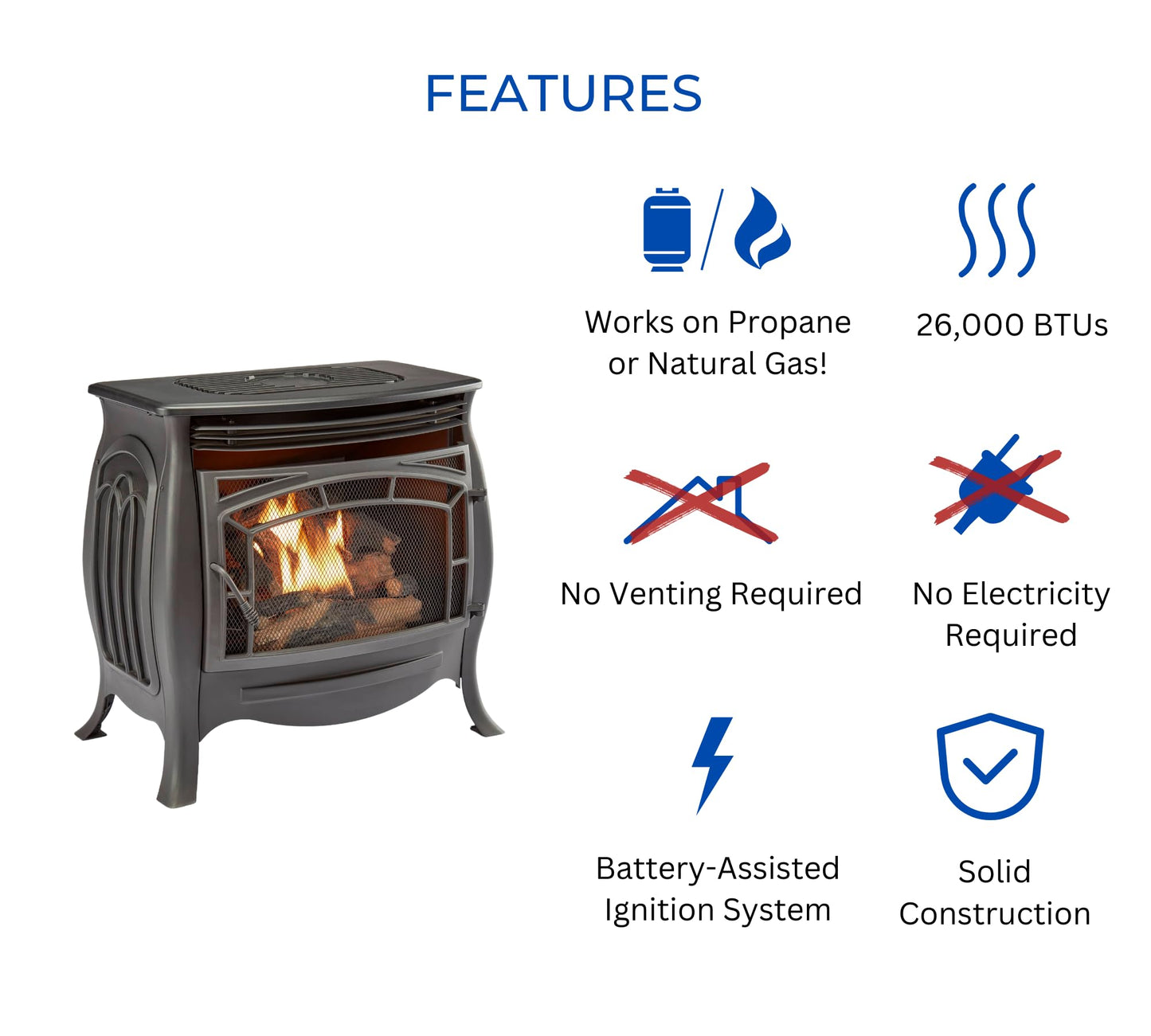 Ventless Dual Fuel Gas Stove with Remote Control