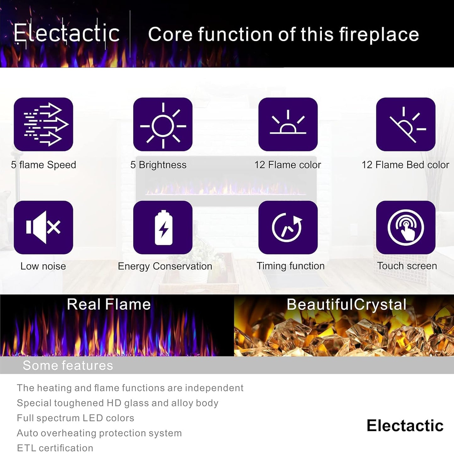 Recessed Wall Mounted Electric Fireplace