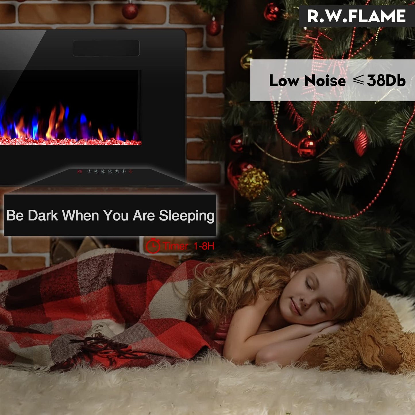 Ultra Thin Recessed Wall Mounted Electric Fireplace