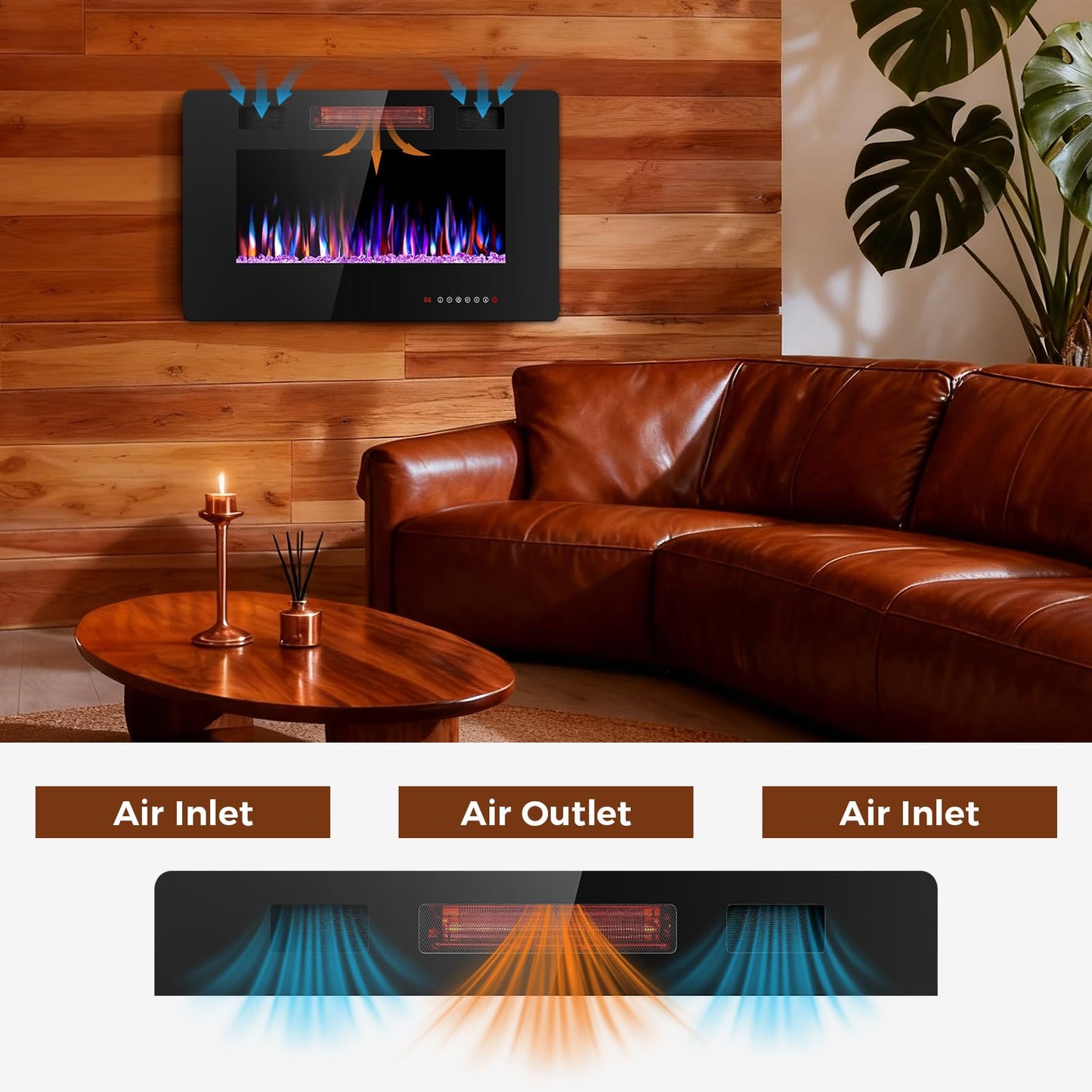 Recessed Wall Mounted Electric Fireplace