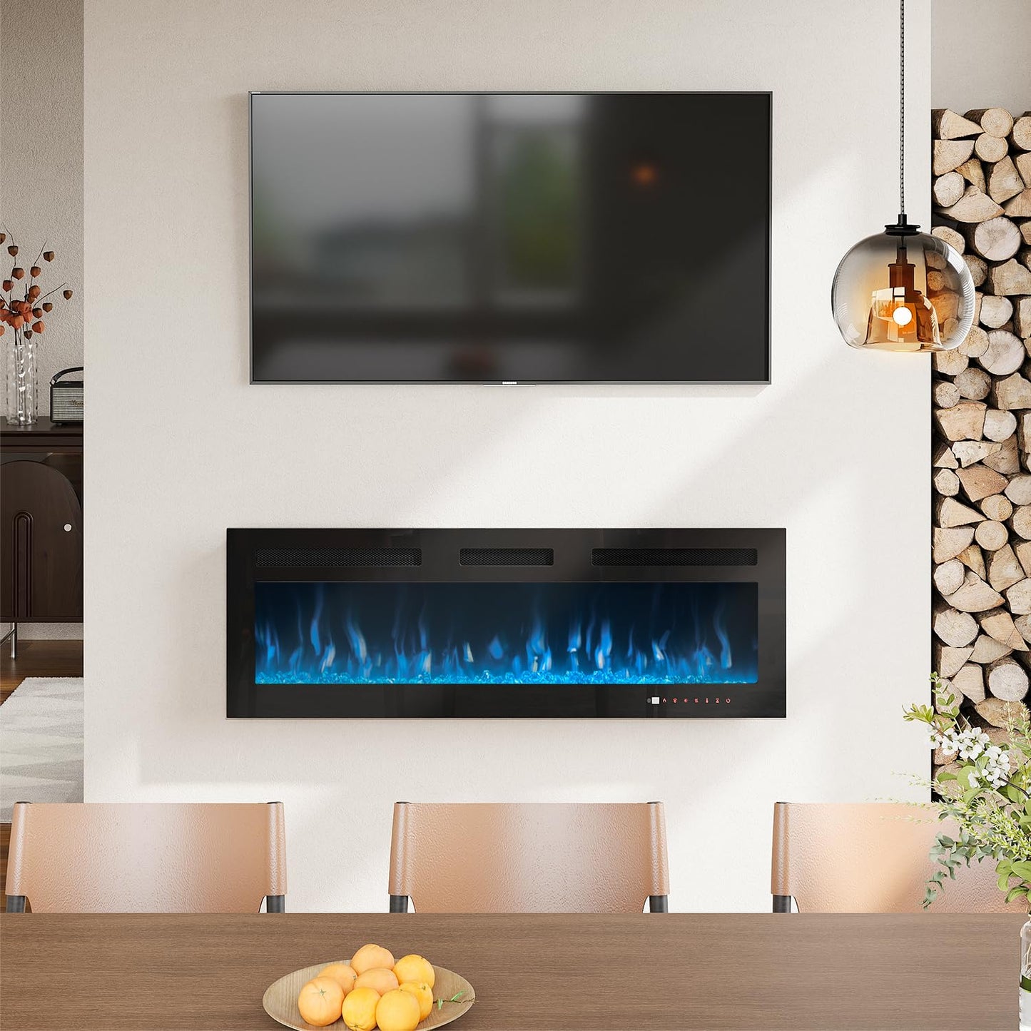 OneBlis Electric Fireplace, Adjustable Color Flame