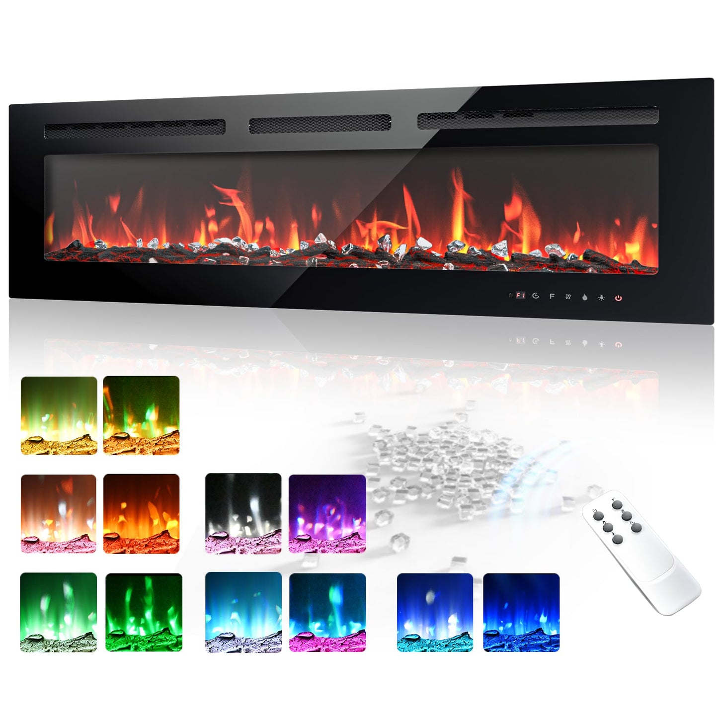 Wall Mounted Electric Fireplace with Flame Effect
