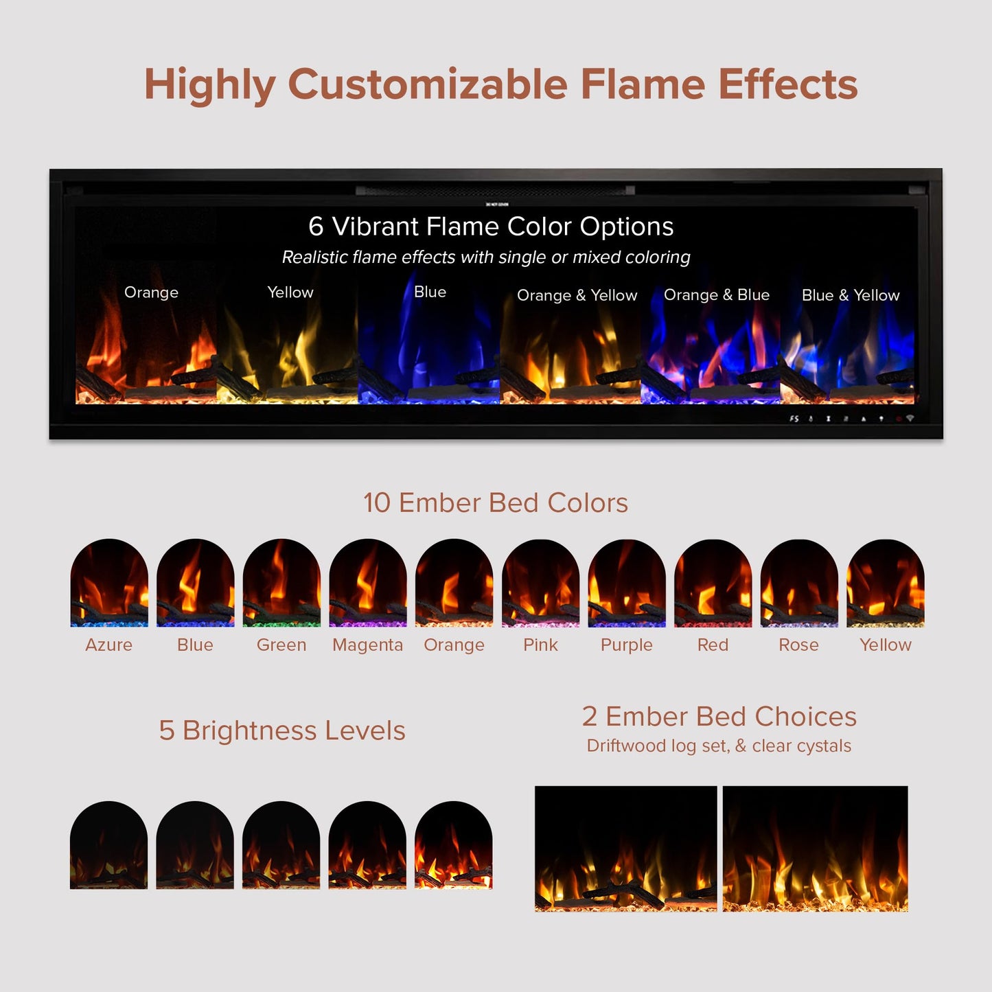 Electric Fireplace Mantel Package with Color Flames