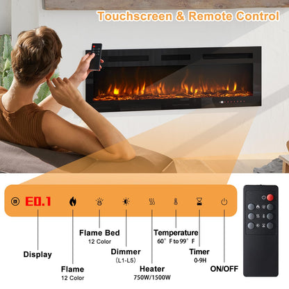 OneBlis Electric Fireplace, Adjustable Color Flame