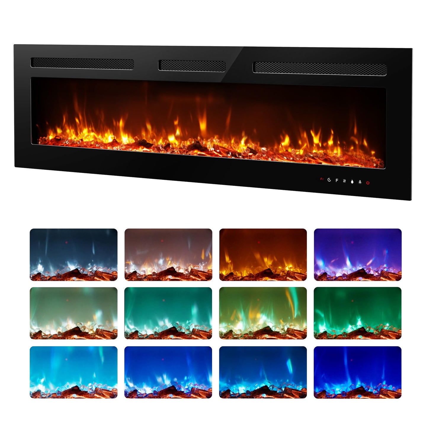 Wall Mounted Electric Fireplace with Flame Effect