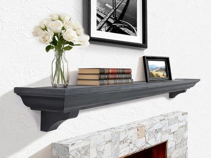 Rustic Fireplace Mantel Shelf with Decorative Corbels