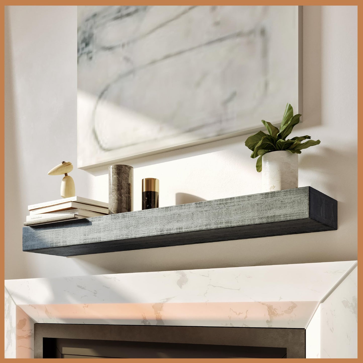 Natural Wood Fireplace Mantel Shelf Surround