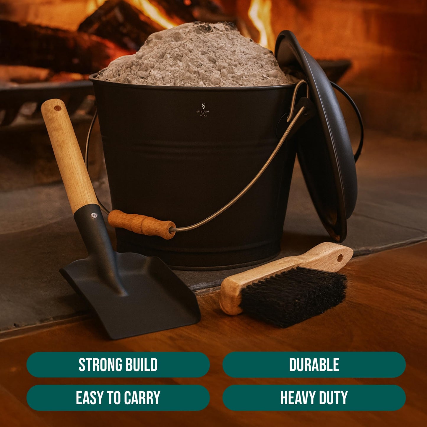 Coal and Ash Bucket with Handle and Lid