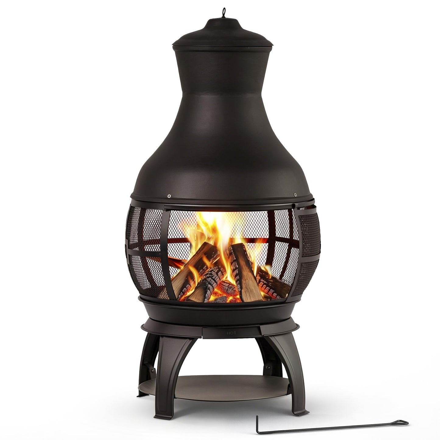 Wood Burning Chiminea Fireplace for Backyard Patio