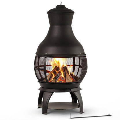 Wood Burning Chiminea Fireplace for Backyard Patio