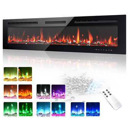 Wall Mounted Electric Fireplace with Flame Effect