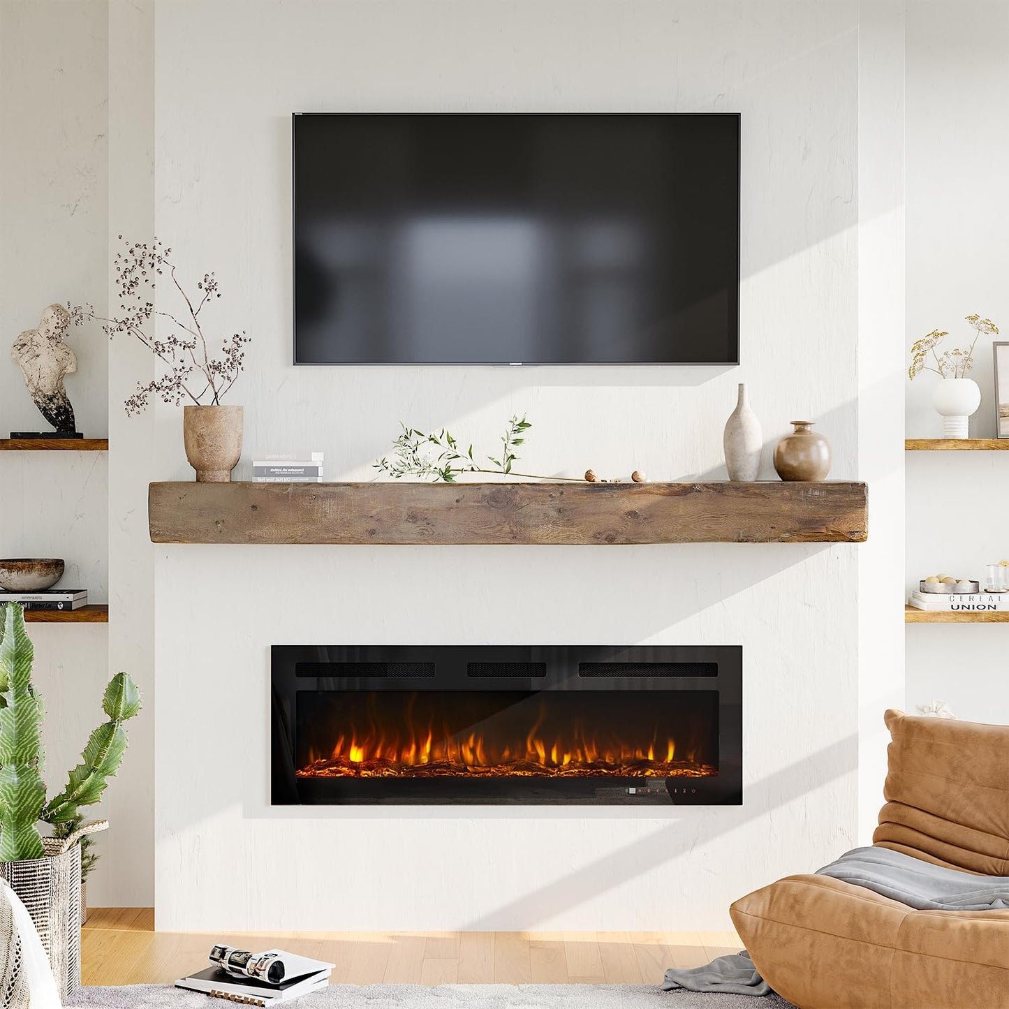 OneBlis Electric Fireplace, Adjustable Color Flame