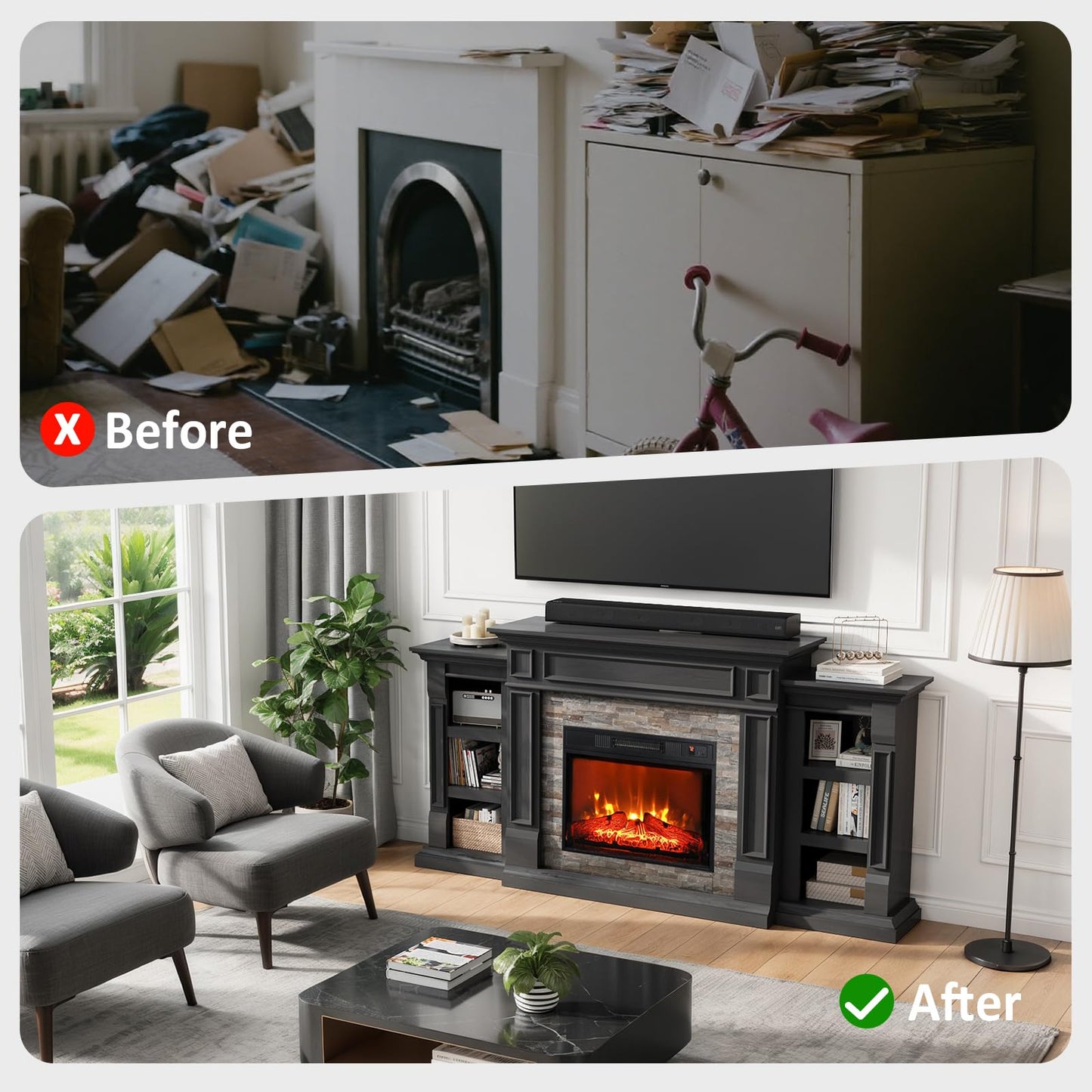 Electric Fireplace Mantel Surround Frame