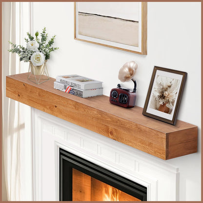 Handcrafted Rustic Wood Fireplace Mantel Shelf