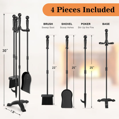 Wrought Iron Fireplace Tool Set with Stand