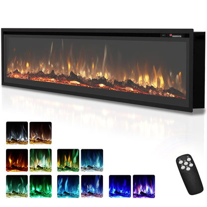 Wall Mounted Electric Fireplace with Flame Effect