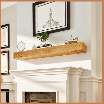 Natural Wood Fireplace Mantel Shelf Surround