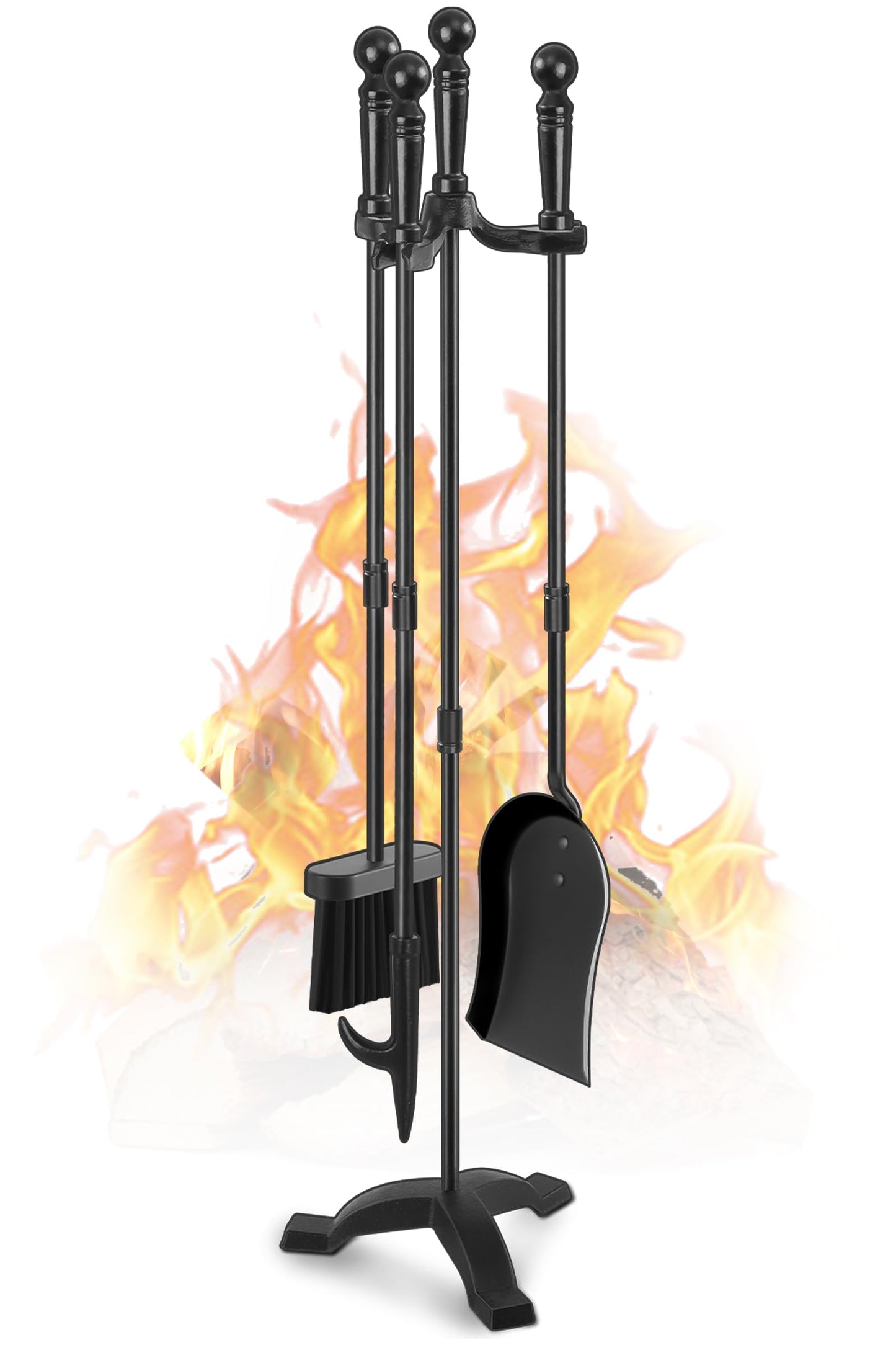 Wrought Iron Fireplace Tool Set with Stand