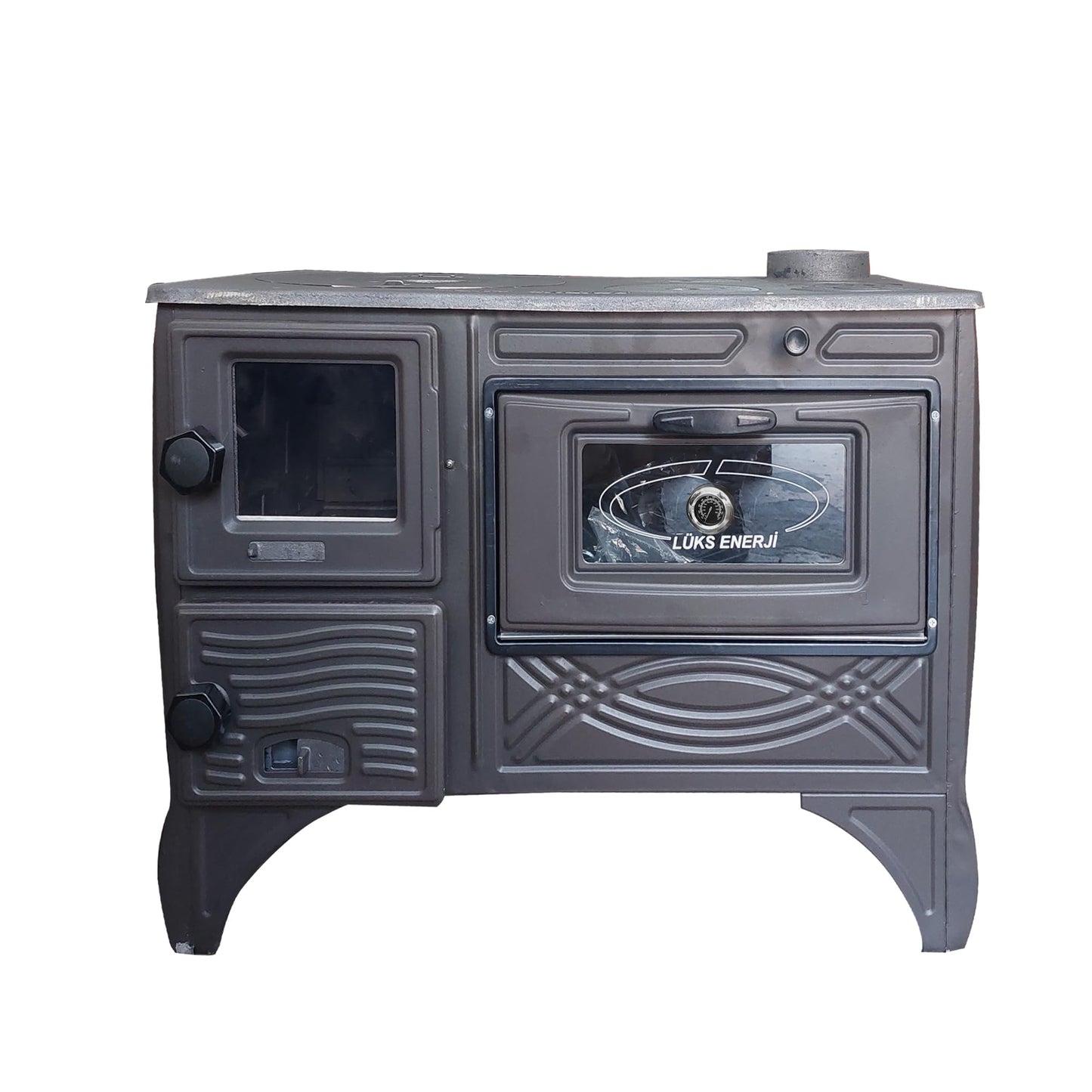 Cast Iron Wood Burning Stove with Built-In Oven
